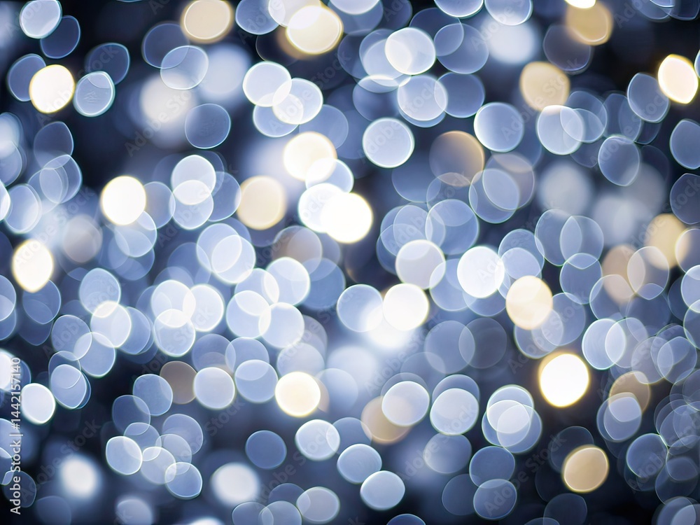 Minimalist Bokeh Lights, White Gray Blur, Black Background, Abstract Photography
