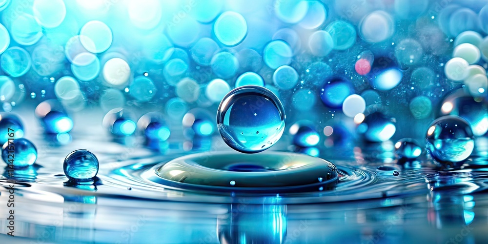 Minimalist Blue Bokeh Water Dots Background AI Photo