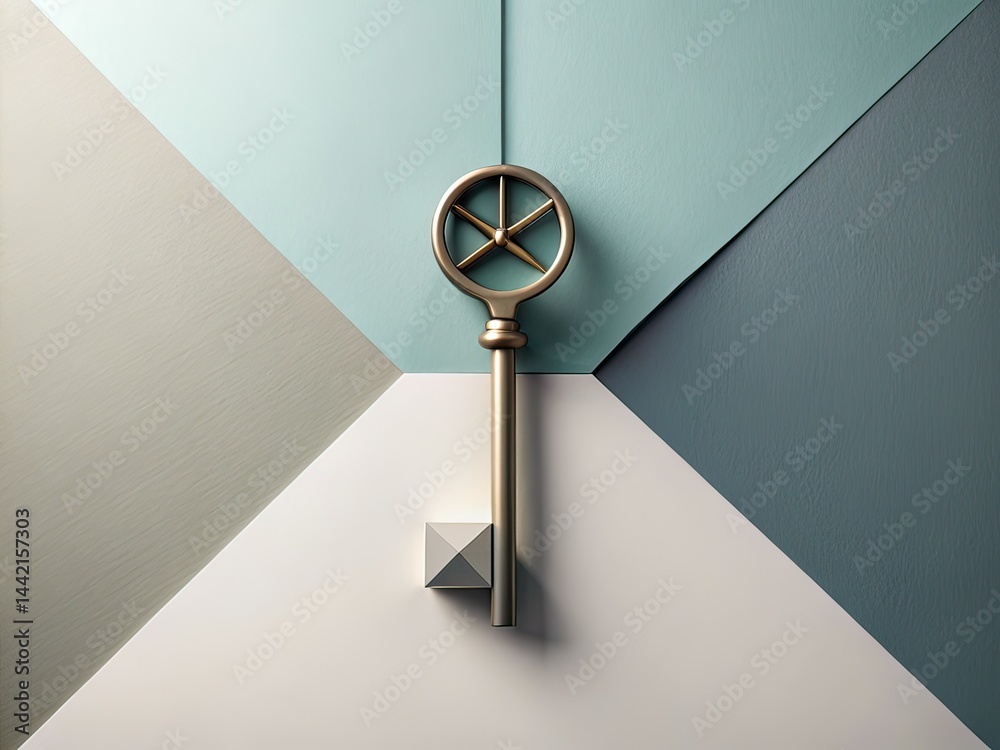 Minimalist Buy Key Image, Modern Key Design, Abstract Key Illustration