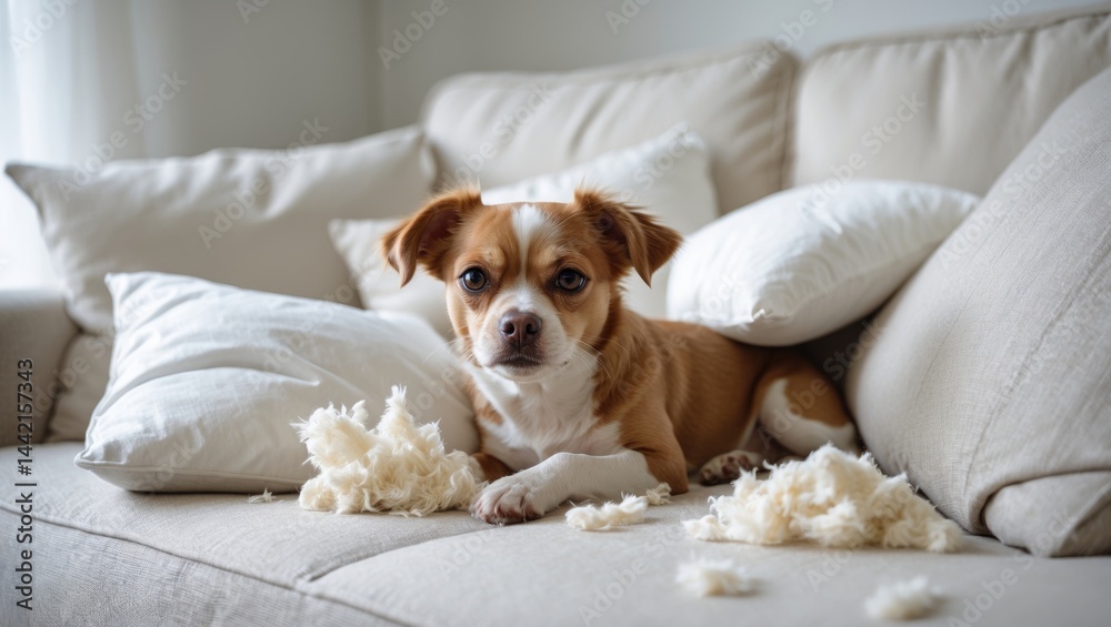 canine mischief: the aftermath of a pillow disaster canine mischief: the aftermath of a pillow disaster