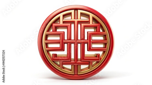 Obraz na płótnie Minimalist Chinese Symbol of Prosperity | Wealth & Good Fortune | AI Art w salonie