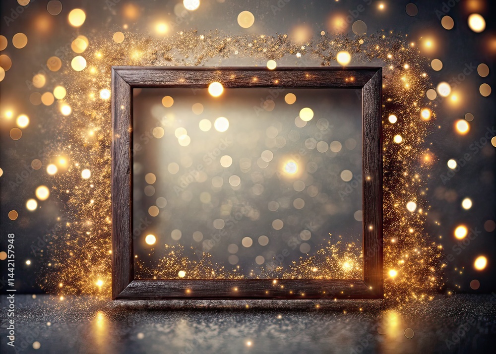 Minimalist Glitter Vintage Lights Frame - Dark Abstract Background