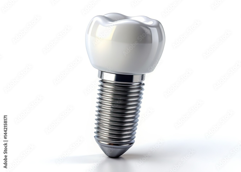 Minimalist Implant Tooth, Dentistry, Screw, White Background