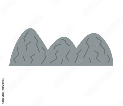 Mountains cartoon vector illustration on isolated background. Doodle with abstract Mountainous sketch in flat style. Hand drawn Hilly landscape, rocks. Tourism, travel, nature, lifestyle, alpinism