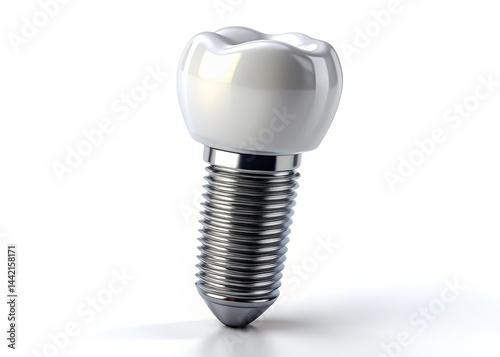 Obraz na płótnie Minimalist Implant Tooth, Dentistry, Screw, White Background w salonie