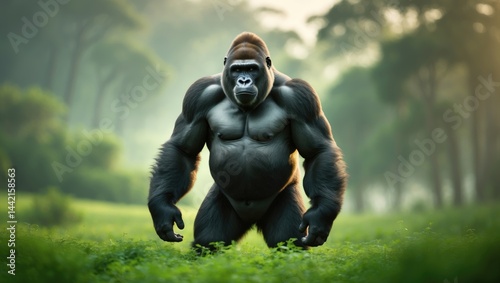 gorilla dashing down the incline