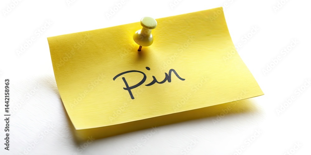 Minimalist Pinned Note on Yellow Paper AI Photo, Simple Message, Abstract Design