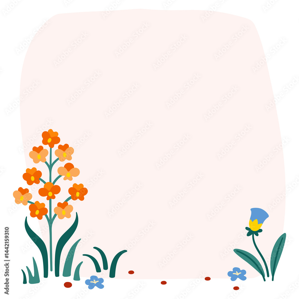 Obraz premium Cute flower png frame, nature illustration, transparent background