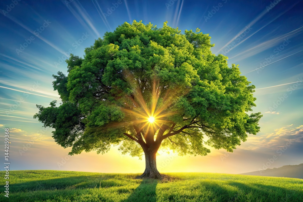 Minimalist Sunlit Tree, Sunlight Through Leaves, Abstract Nature Photography