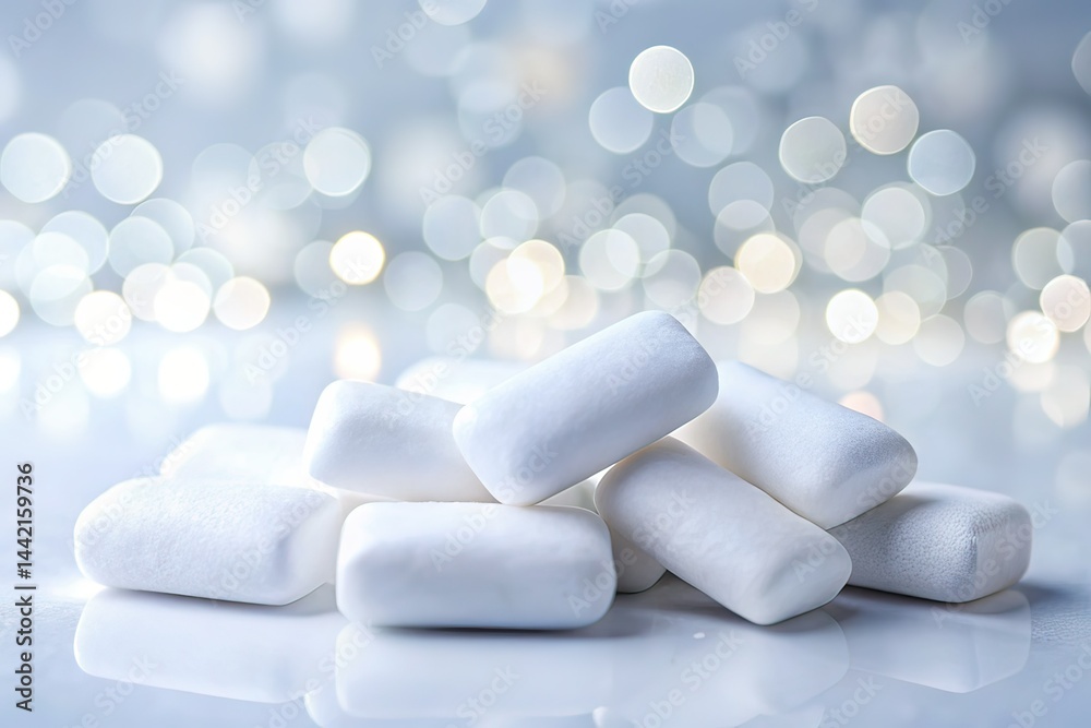 Minimalist White Gum Pads, Isolated, Studio Shot