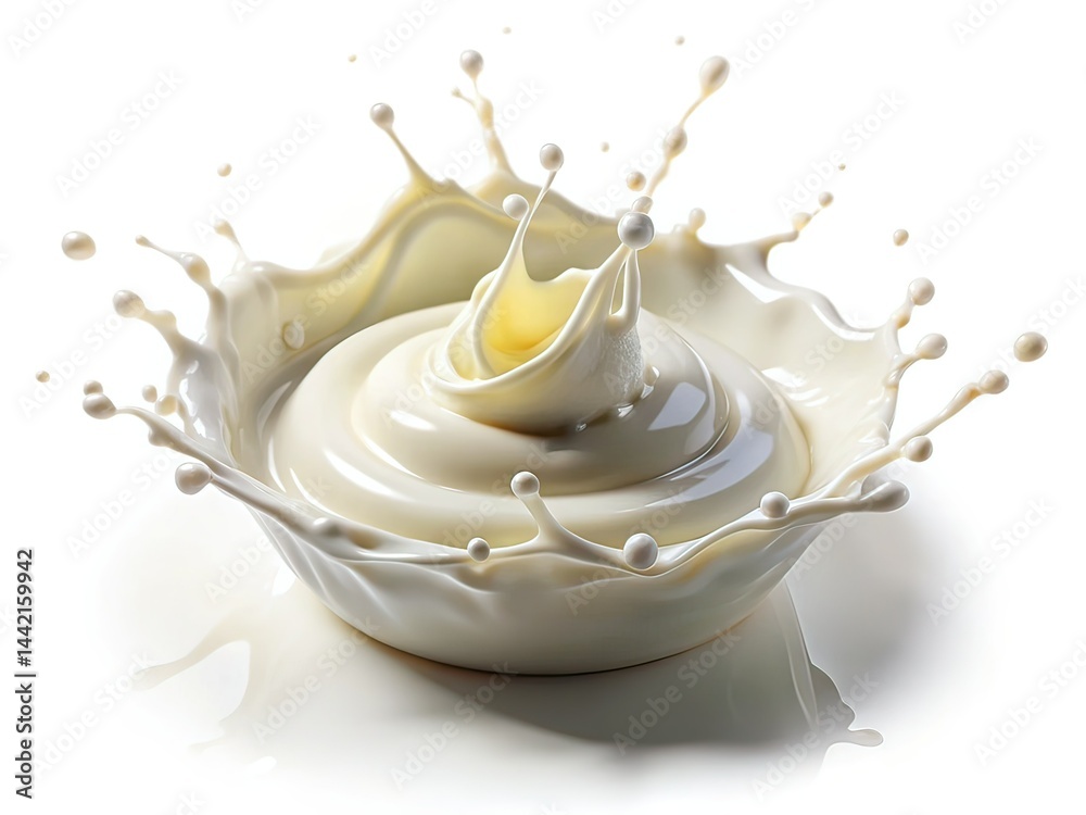 Minimalist White Sauce Splashes, Abstract Photography, Isolated