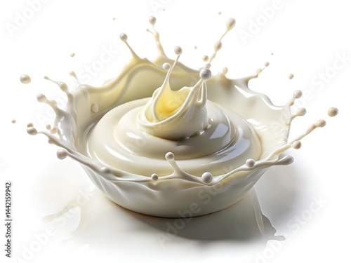 Obraz na płótnie Minimalist White Sauce Splashes, Abstract Photography, Isolated w salonie