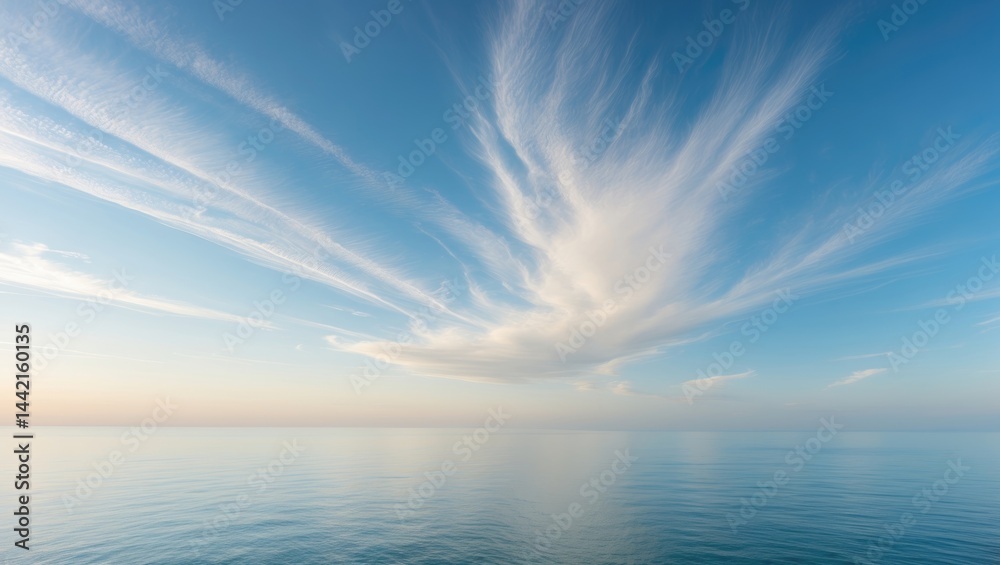 Fototapeta premium Nature Landscape Featuring Clouds and Sunset Over Sea