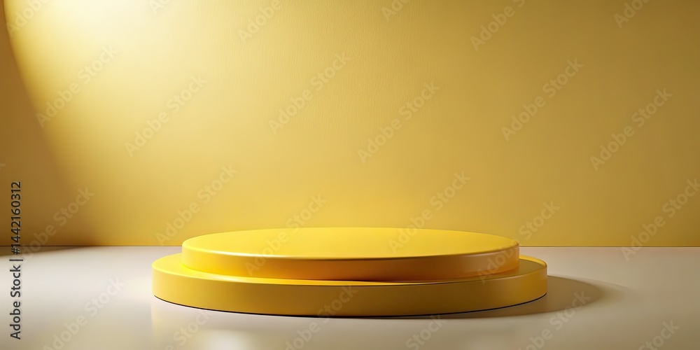 Minimalist Yellow 3D Podium Mockup - Product Display, Modern Design