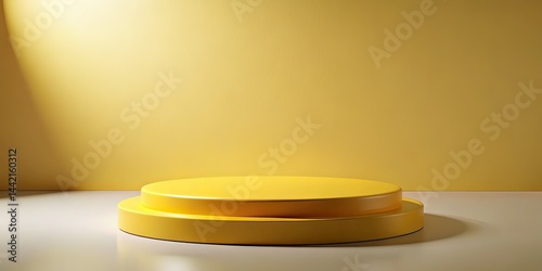 Obraz na płótnie Minimalist Yellow 3D Podium Mockup - Product Display, Modern Design w salonie
