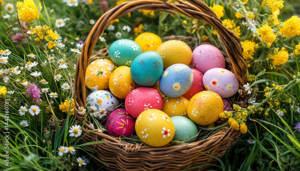 easter eggs in a basket