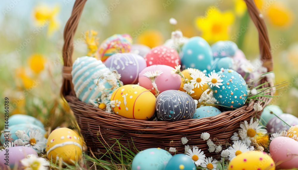 easter eggs in basket
