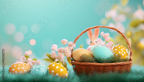 Obraz na płótnie easter eggs in a basket w salonie
