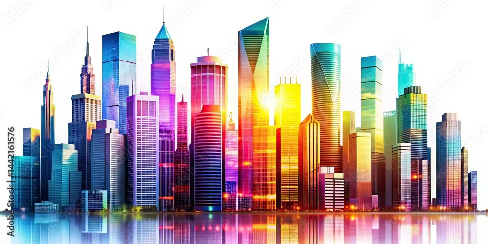 Misty Skyscrapers Abstract Urban Landscape