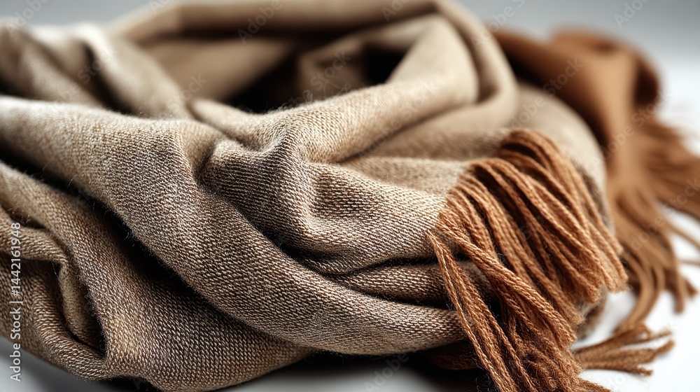 a soft wool scarf on a white isolated background, warm texture and subtle lighting a soft wool scarf on a white isolated background, warm texture and subtle lighting