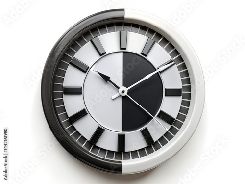 Obraz na płótnie Modern 3D Black & White Wall Clock Drone Shot Loop - Alpha Channel w salonie