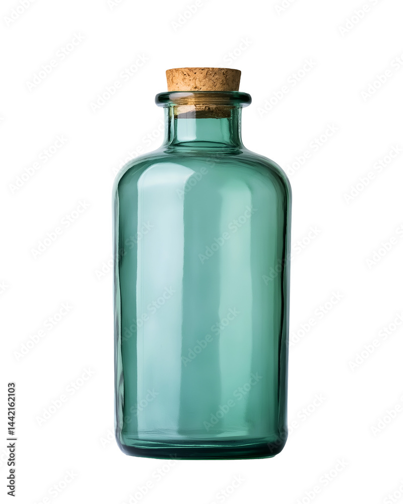 Empty Green Glass Bottle with Cork Stopper on White or Transparent Background Empty Green Glass Bottle with Cork Stopper on White or Transparent Background