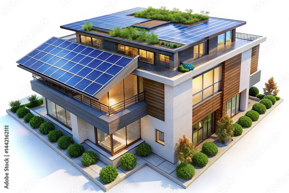 Modern Architecture with Solar Panels - AI Photorealistic Portrait