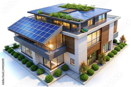 Obraz na płótnie Modern Architecture with Solar Panels - AI Photorealistic Portrait w salonie
