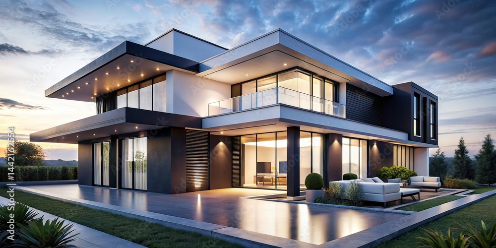Modern Black and White Architecture Panoramic Portfolio