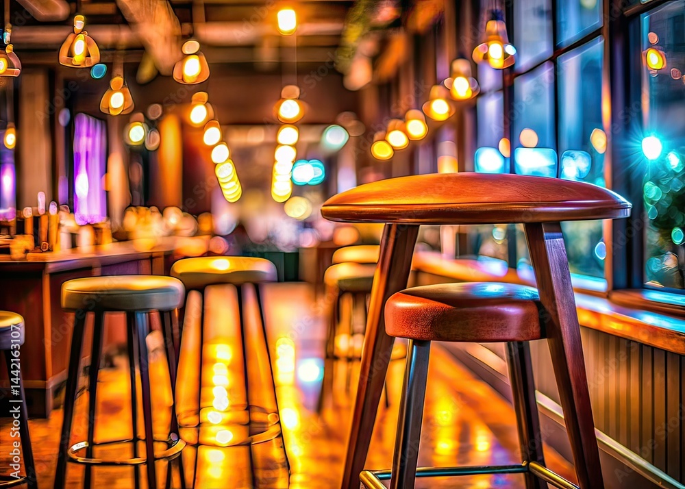 Modern Cafe Stool, Long Exposure, Cozy Ambiance