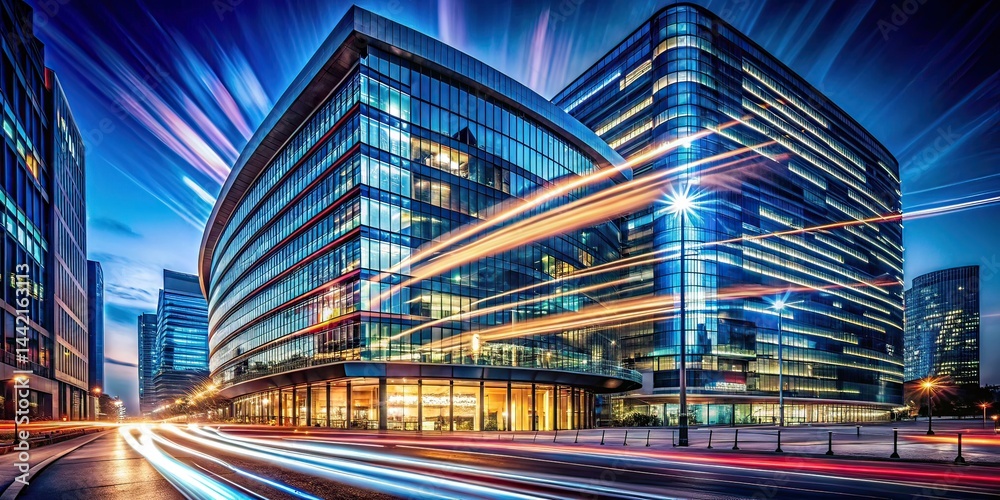 Modern Business Building Long Exposure - AI Photo