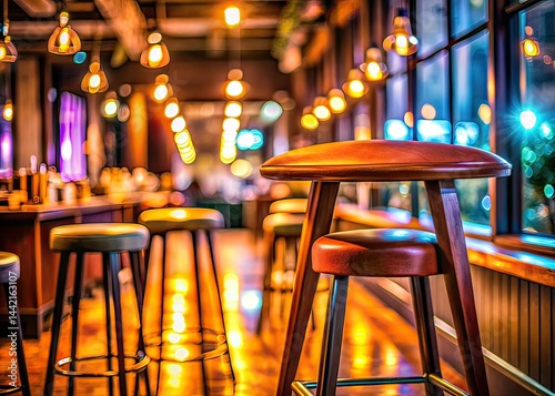 Modern Cafe Stool, Long Exposure, Cozy Ambiance
