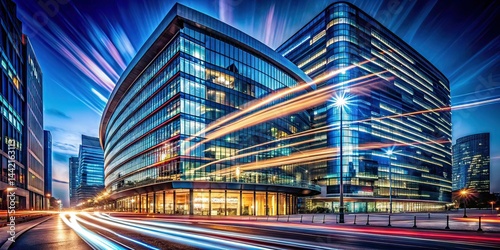 Modern Business Building Long Exposure - AI Photo