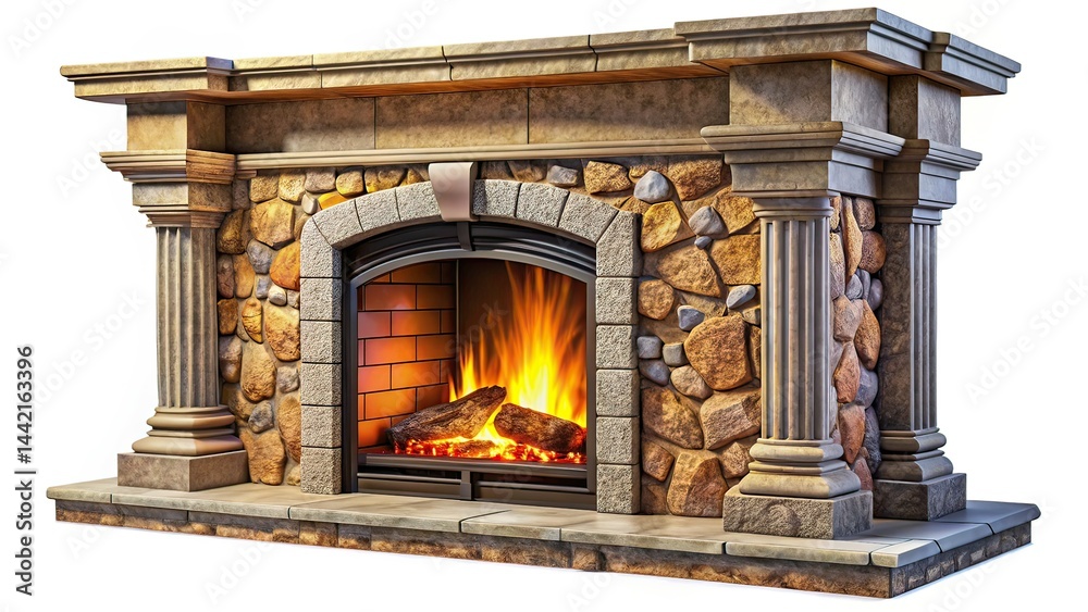 Modern Classic Stone Vintage Fireplace PNG
