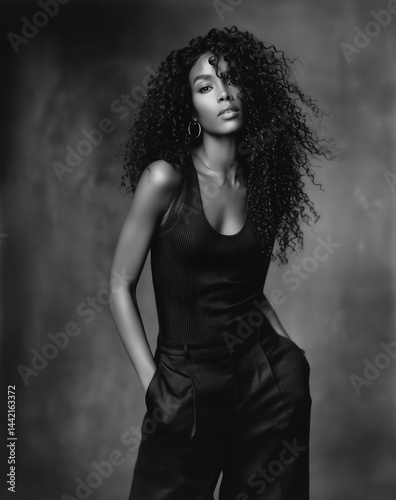 young woman in black dress