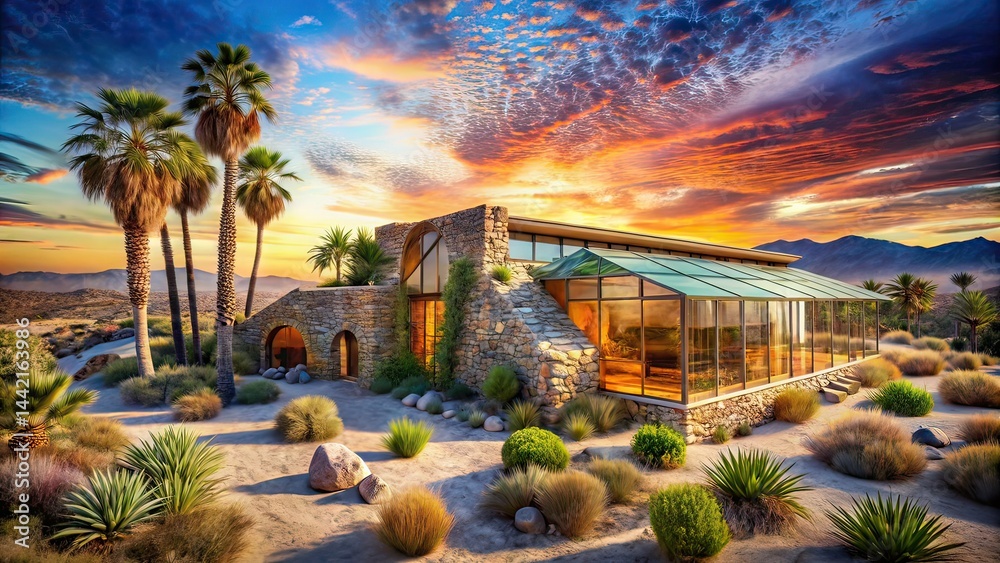 Modern Earthship Home, Desert Oasis, Sustainable Architecture