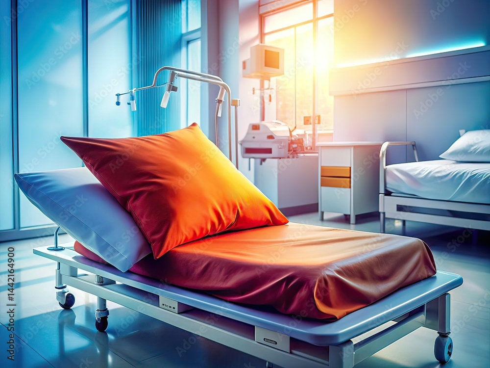 Modern Hospital Resuscitation Ward - Pillow, Device, Patient Recovery/Death