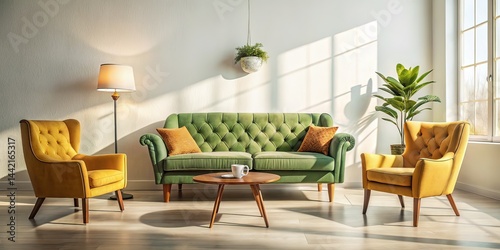 Obraz na płótnie Modern Interior Design - Vintage Photography, Upholstered Furniture w salonie