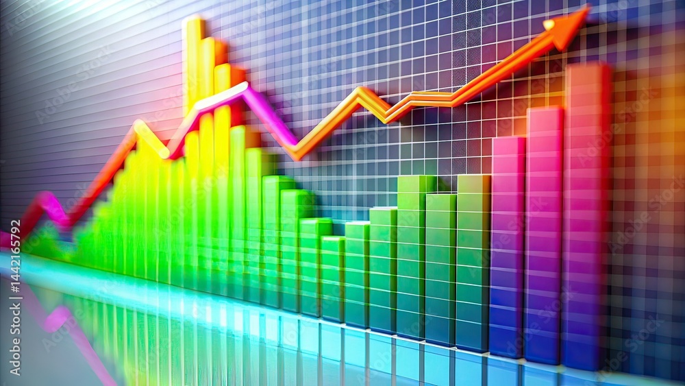 Modern Line Graph Animation - Tilt-Shift Photo for Presentations