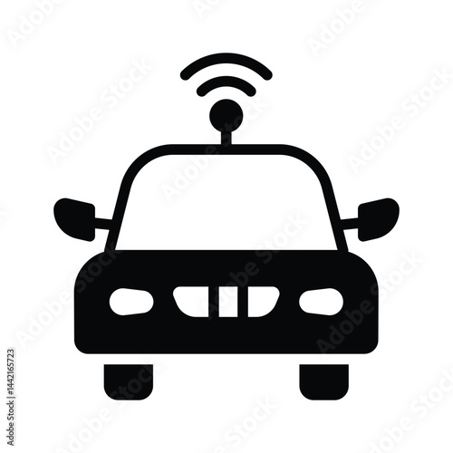 A customizable glyph style icon depicting smart car with signals