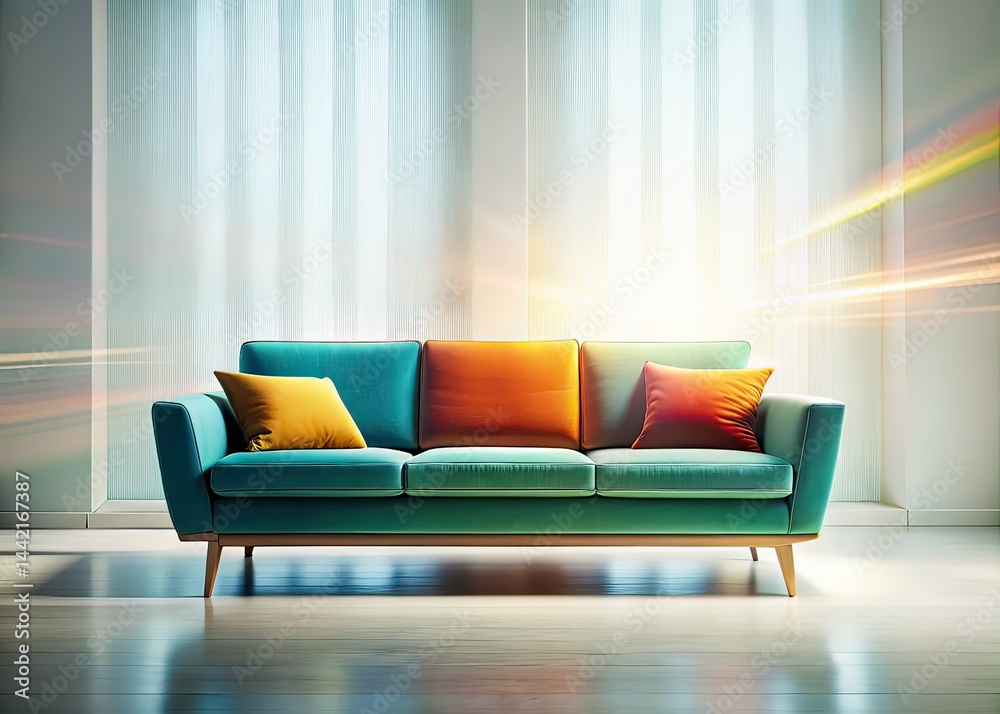 Modern Sofa Long Exposure Interior Design, Stylish Living Room