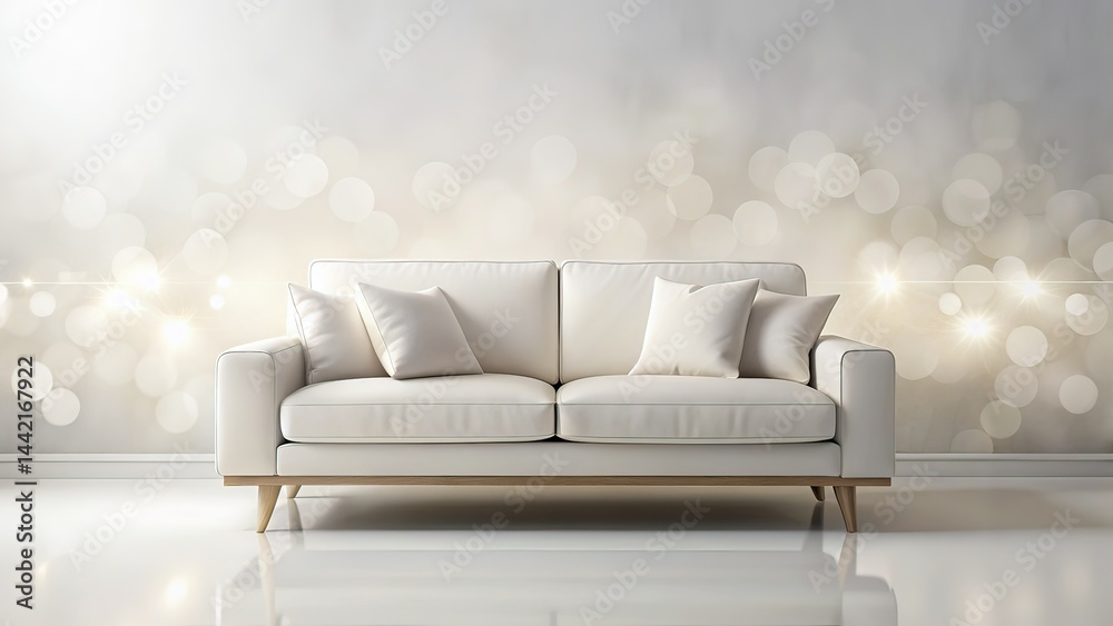 Modern White Couch Zoom Background - Bokeh Effect