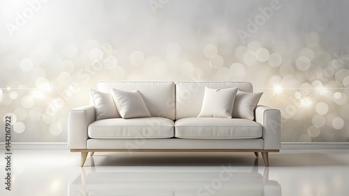 Obraz na płótnie Modern White Couch Zoom Background - Bokeh Effect w salonie