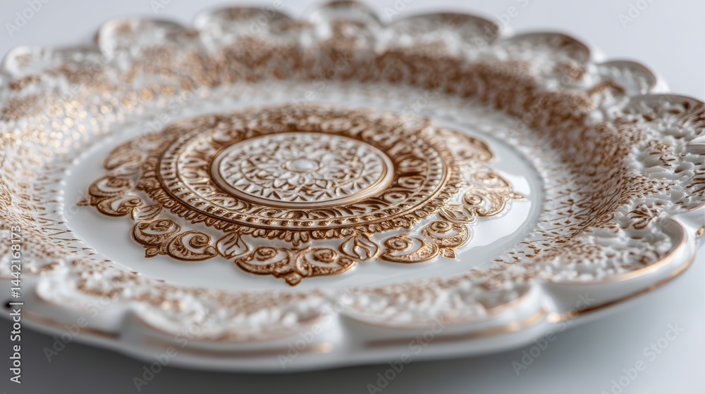 Obraz premium a decorative plate on a white isolated background, intricate details and clean focus