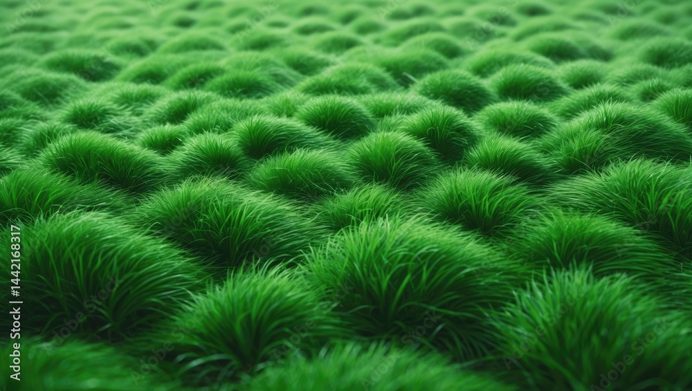 Macro shot of textured hairy green grass for background or detail