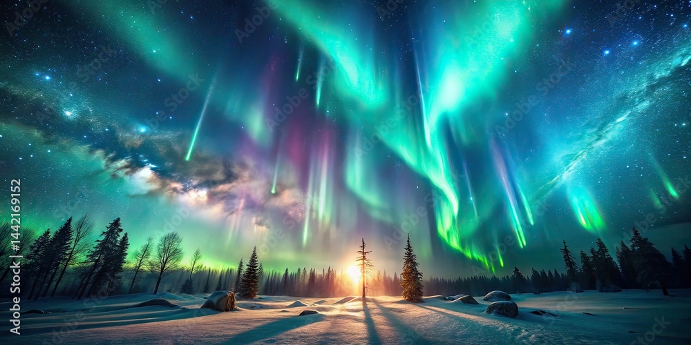 Mystical Aurora Runes - Vintage Sky Photography