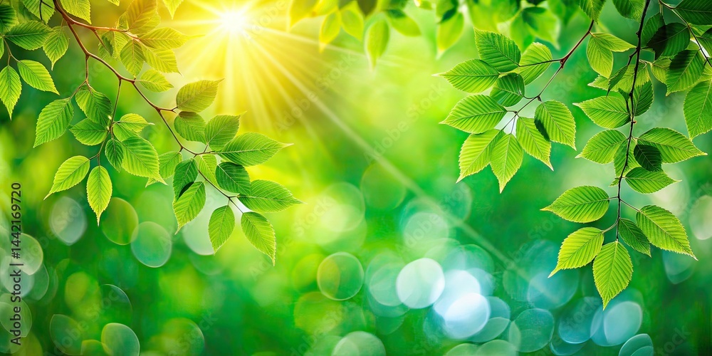 Natural Sunlight Bokeh Background with Trees - AI Photo