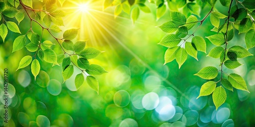 Natural Sunlight Bokeh Background with Trees - AI Photo