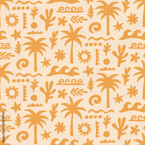 Palm tree seamless pattern tropical background