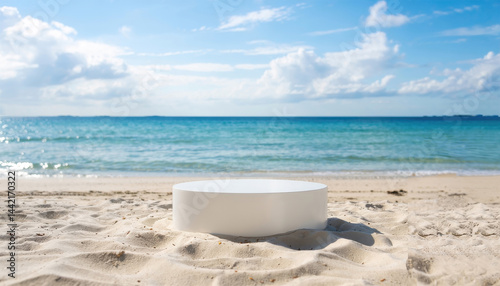 White Round Podium on the Beach